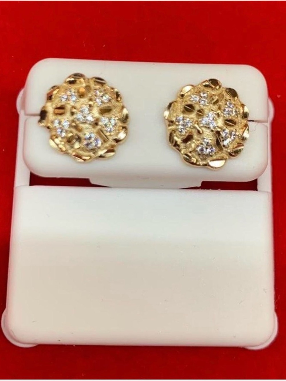 New yellow 925 Sterling silver nugget screw back stud Earrings